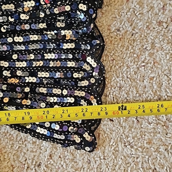 NWT Prima blue Black Silver Sparkle Sequined Peplom Vneck Shirt Blouse Top XXL - Picture 8 of 10